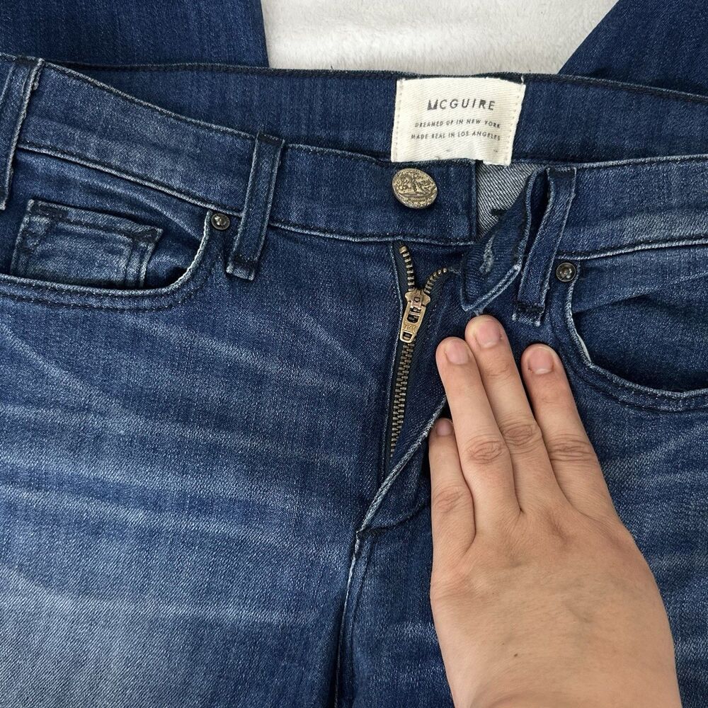 McGuire Majorelle Flare Jeans 25 Dark Wash Stretch Boho 70s High Rise Denim - Picture 11 of 12